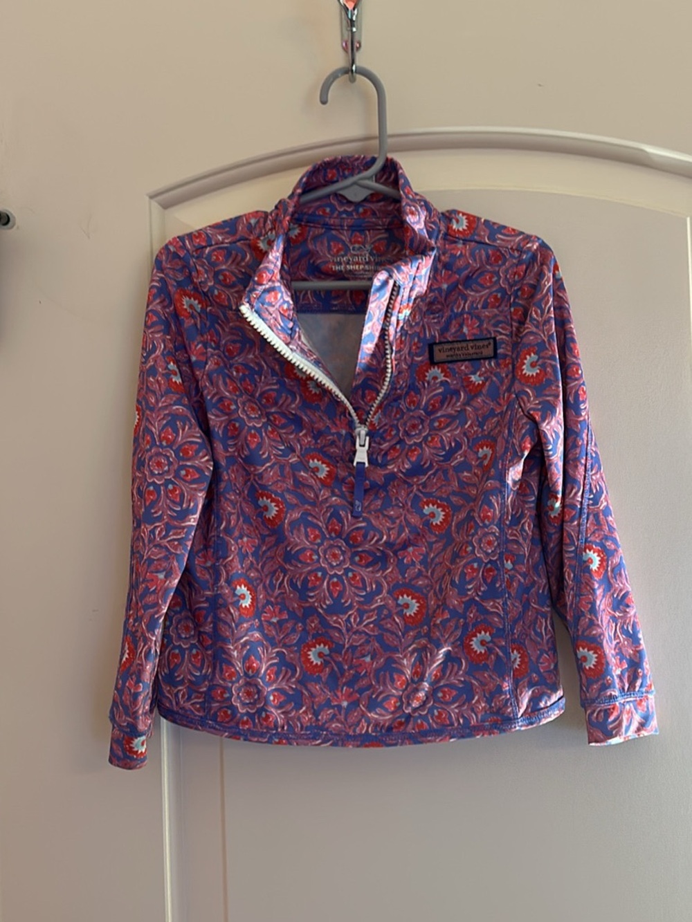 Vineyard Vines Girl’s Purple Floral Quarter-Zip Pullover